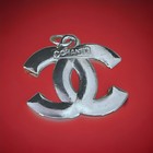 Chanel Lot Button Zip Pull 25mm Silver  1pc Crosshatch Design Stamped