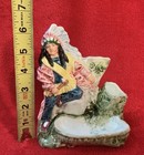Antique   Rare Majolica Indian Chief Smoking Match Holder Striker