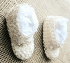 Vintage Antique Tatted Ivory Infant Baby Shoes 3 75  