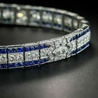 30ct Princess Cut Sapphire   Diamond Tennis Pretty Bracelet 14k White Gold Over