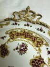 Vintage Made In Italy Alfa Ceramiche Ormolu Encased Porcelain Platter Large