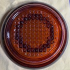 Vintage Amber Glass Ashtray Round Mid Century Modern Diamond Point 7 25 Inch
