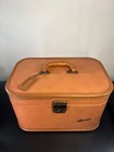 Vintage Samsonite Tan Train Case Cosmetic Travel Case Mirror