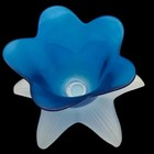 Tulip Flower Blue Frosted Glass Votive Candle Holder Tea Light Italy 7 5  Nwot