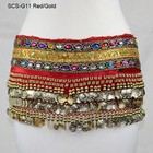 Women s Sweet Bellydance Hip Scarf With Gold Coins Skirts Wrap Noisy Halloween