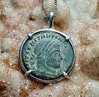 Genuine Ancient Roman Constantine The Great In Sterling Silver Pendant