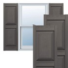 12 In  X 51 In  Raised Panel Vinyl Exterior Shutters Pair In Tuxedo Grey