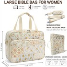 Large Bible Bag With Built-in Bible Cover Case For Women  Quilted Church Bag    