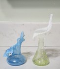 Two Nice Victorian Blown Art Glass Jip Vases