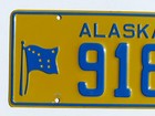1953 Base 55 1955 Alaska Pass  Car License Plate   9187 Low Number 4 Digit Flag