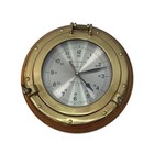 Vintage Brass Bell Clock Ships Porthole Quarts Clock Working 3 Brass Fish Marine