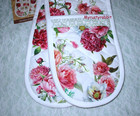 Michel Design Works Quilted Double Oven Glove Mitt Pot Holder - Blush Peony