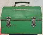 Vintage American Thermos Company Green Metal Dome Top Pail Lunch Box W star  b 