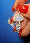 Sundance Catalog Sterling Silver Round Moonstone Blue Topaz Earrings- New