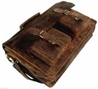 New Men s Buffalo Leather Messenger Satchel Brown Briefcase Laptop Shoulder Bag
