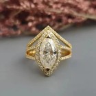 2 50 Ct Marquise Cut Simulated Diamond 14k Yellow Gold Plated Wedding Band Ring