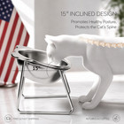 Raised Cat Bowl 15   Tilted Stainless Steel Elevated Feeding Dish For Cats   Dogs