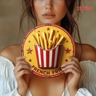 Retro French Fries Metal Wall Art Sign - Vintage Iron 8 8inch Tin Metal Signs