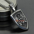 Archangel Saint St  Michael Medal Shield Pendant Stainless Steel Chain Necklace