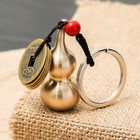 Feng Shui Coins With Brass Calabash Wu Lou Key Chain For Longevity Travel Safely