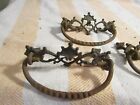 Antique Victorian Age Brass Cast Iron Drawer Pull Decorative Matching Set Of 3 8