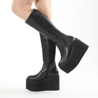 Women s Knee High Boots Platform Wedge Heel Zipper Gothic Shoes Thick Sole Hot