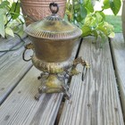 Antique Lidded Brass Urn With Dragon Handles Natural Patina Asian Rare Planter