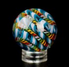 Bryan Trillas Glass Marble filigree Cane uv rainbows Blues 1 1-1 2 Inch