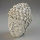 Vtg Stone Buddha Head Hand Crafted Zen Garden Concrete Rock Art 4 lbs Gray 5x4 