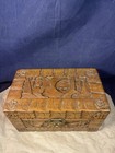 Antique Asian Chinese Camphor Wood Chest Box Handcarved Brass Hardware Hinged 