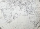 1837 Sduk Large Original Antique Twin Hemisphere World Map