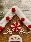 Fuzzy Gingerbread House Tabletop Decor Peppermint Holiday Christmas 8 25 