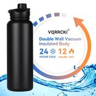 Vqrrcki 40 Oz Insulated Water Bottle With Straw  Stainless 40 Ounces  Black