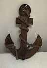 Vintage 2 Pcs Wooden Boat Anchor And Wheel Wall Hanging Decor 13 X 9   