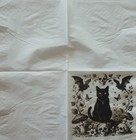 2 Individual Paper Decoupage Napkins  Halloween Black Cat Skull  1 Motif