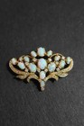 3ct Oval Cut Genuine Fire Opal Vintage Wedding Brooch Pin 14k Yellow Gold Plated