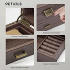 Watch Box 6 Slots W  Drawer  Watch Holder 2-layer Watch Display Case  Wood Grain