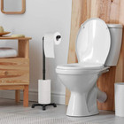 Black Toilet Paper Holder Stand Bathroom Roll Industrial Free Standing Tissue