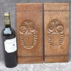 Antique Pair Solid Oak Carved Wooden Panels Carvings Of Flower Bouquet Art Deco