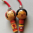 Retro Japanese Kokeshi Doll Figure Keychain Strap   Brooch Japan