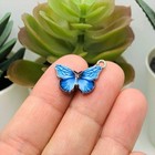 Light Blue Enamel And Silver Butterfly Charms  14x20mm - Us Seller