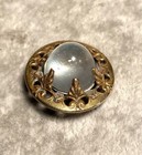 Antique Glass In Metal Domed Glass In Ornate Brass Button 15 16    Diameter