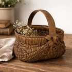 Antique Primitive Farmhouse Gathering Basket Buttocks 8    Splint Handmade