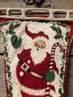 Vintage Fleece 60 s Christmas Stocking Santa With Candy Cane Toys Vg