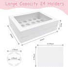 2 Pack White Cupcake Boxes With Cake Boards For 24 Mini Cupcakes  Food Grade Des