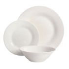 Round White Stoneware 12-piece Dinnerware Set Plates Dishes Bowls  Service For 4