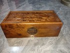 China Old Pear Wooden Jewelry Box Relief Bat Pattern Storage Box
