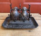     antique Victorian Double Snail Nautilus Tilting Anti Spill Cast Iron Ink Well