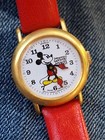 Vtg Bradley Mickey Mouse Gold Tone Mechanical Watch Swiss Rare Condition