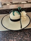 Kentucky Derby Dress Cocktail Wedding Hat Church Wide Brim Feather Flower Ribbon
